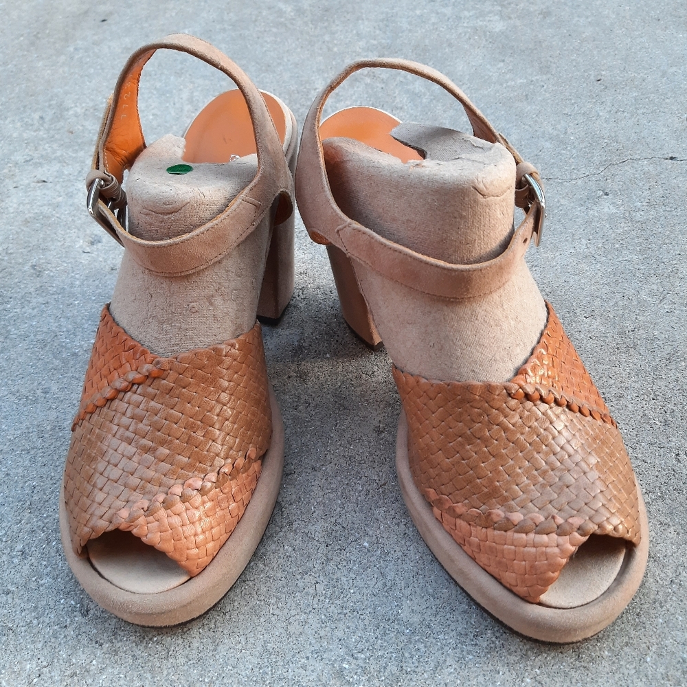 Stephane Kelian, Made in France, Braided Leather Platform Sandal, Luxury, SZ 9